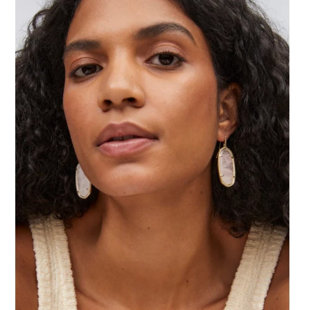 Kendra Scott Women's  Elle Rose Quartz Gold Drop Earrings